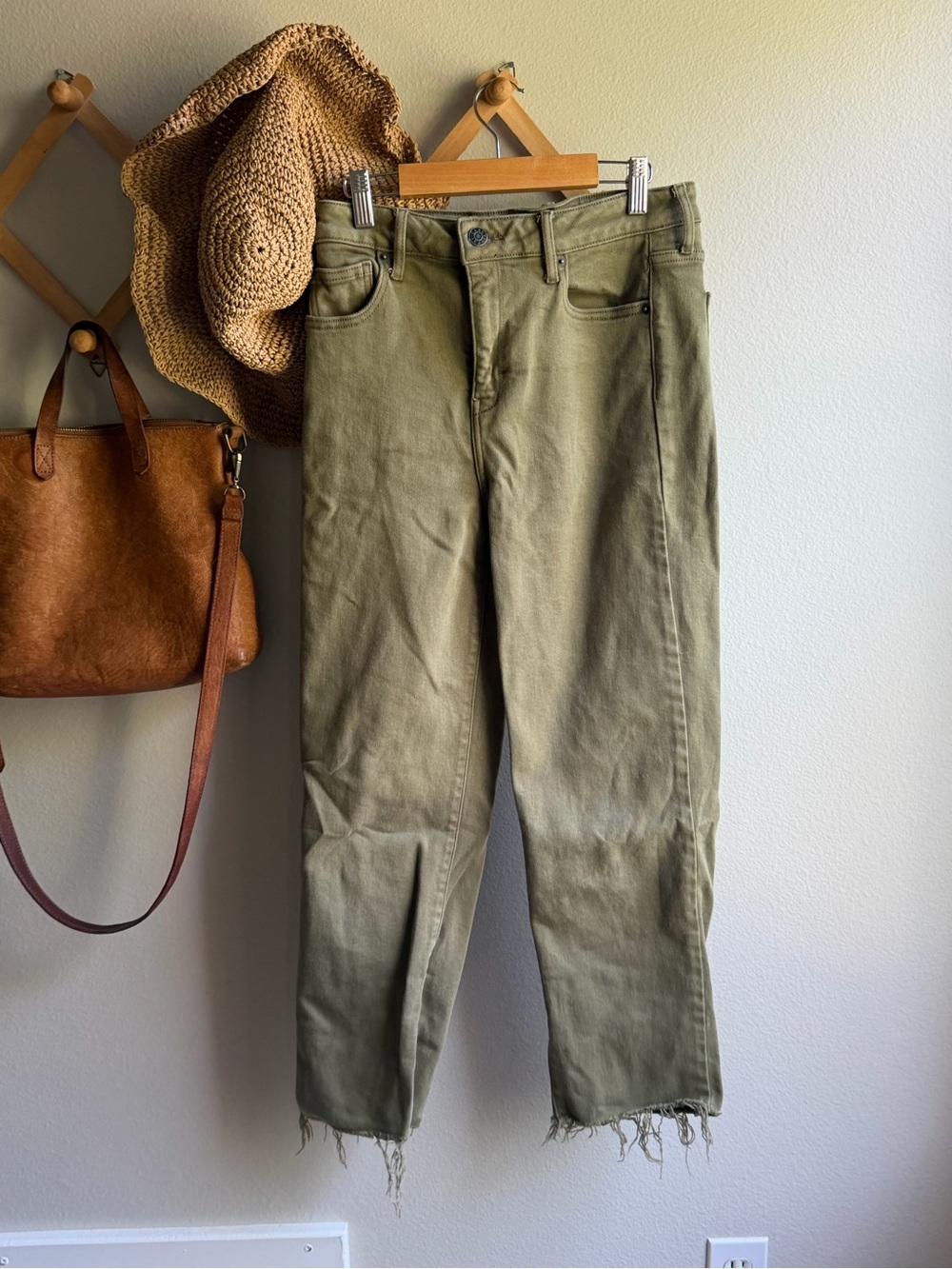 Carly Jean Los Angeles High-Rise Jeans in Olive Green